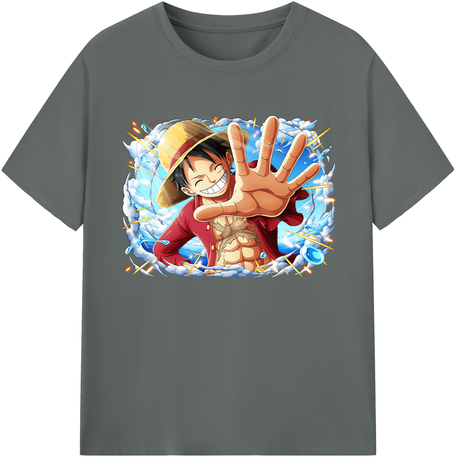 ワンピース モンキー・D・ルフィ ONE PIECE Monkey D. Luffy 綿100％ メンズ半袖Tシャツ｜肌触りやわらか＆通気性